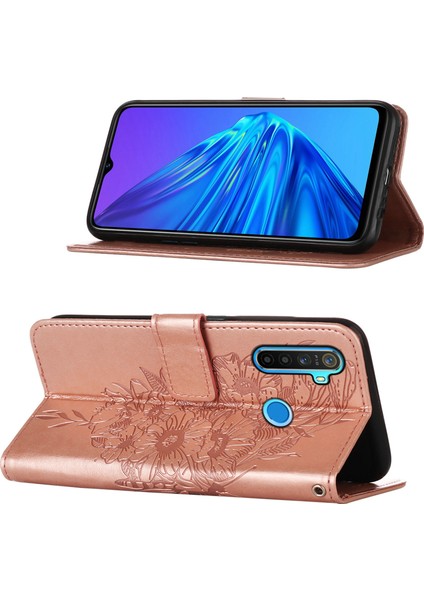 5 / 6i Için Kelebek Pu Deri Çevirmeli Cüzdan Stand Telefon Kılıfı - Rose Gold (Yurt Dışından)