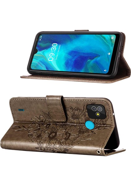 Pop 5 Için Kelebek Pu Deri Çevirmeli Cüzdan Stand Telefon Kılıfı - Gri (Yurt Dışından)