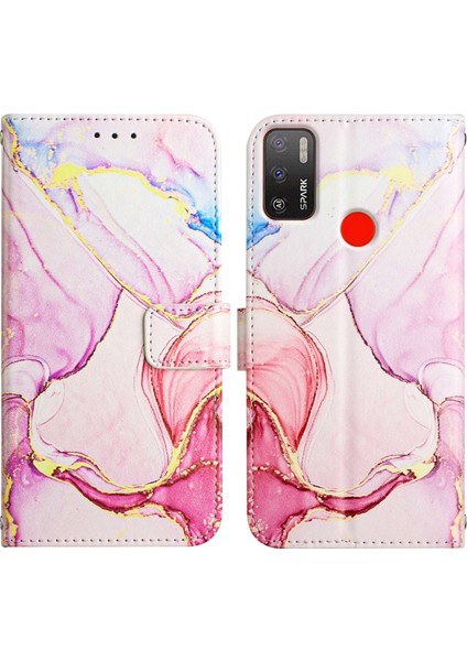 Spark 5 Air / Spark 6 Air Için Mermer Desenli Pu Deri Cüzdan Telefon Kılıfı - Rose Gold (Yurt Dışından) fırsatları
