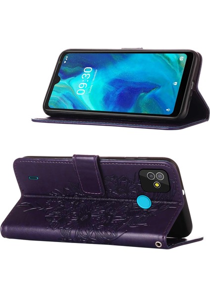 Pop 5 Için Kelebek Pu Deri Çevirmeli Cüzdan Stand Telefon Kılıfı - Mor (Yurt Dışından)