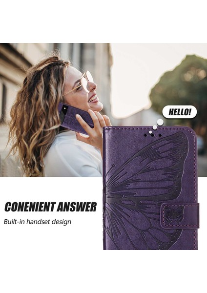 Pop 5 Için Kelebek Pu Deri Çevirmeli Cüzdan Stand Telefon Kılıfı - Mor (Yurt Dışından)