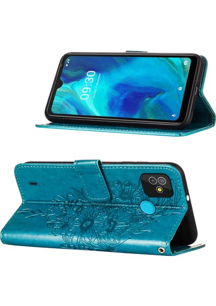 Pop 5 Için Kelebek Pu Deri Çevirmeli Cüzdan Stand Telefon Kılıfı - Mavi (Yurt Dışından)
