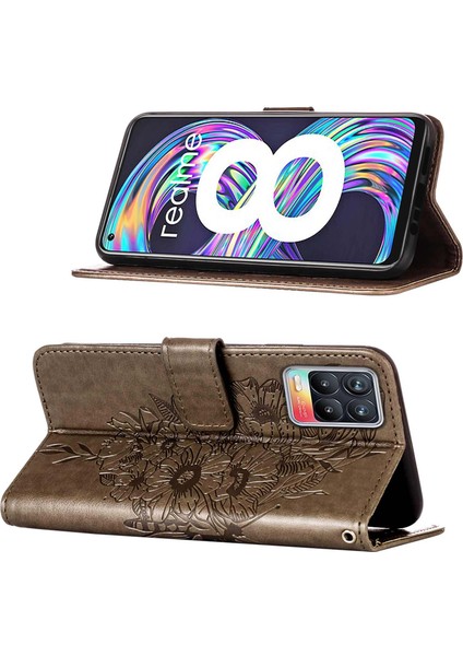 8 / 8 Pro Için Kelebek Pu Deri Çevirmeli Cüzdan Stand Telefon Kılıfı - Gri (Yurt Dışından)