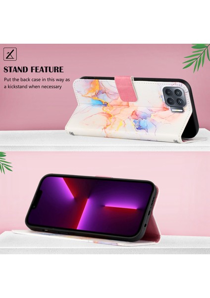 A93 4g / F17 Pro / Reon4 F / Reon4 Lite Için Mermer Desenli Pu Deri Cüzdan Telefon Kılıfı - Renkli (Yurt Dışından) indirimleri