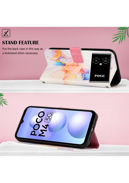 Poco M4 5g / Poco M5 5g Için Mermer Desenli Pu Deri Cüzdan Telefon Kılıfı - Renkli (Yurt Dışından) indirimleri