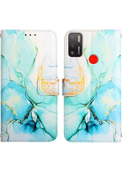 Spark 5 Air / Spark 6 Air Için Mermer Desenli Pu Deri Cüzdan Telefon Kılıfı - Yeşil (Yurt Dışından) fırsatları