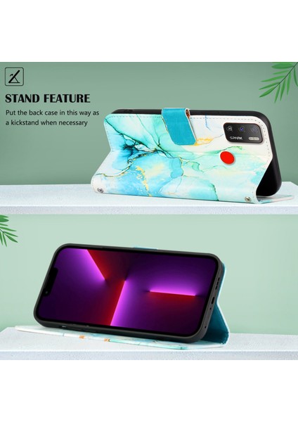 Spark 5 Air / Spark 6 Air Için Mermer Desenli Pu Deri Cüzdan Telefon Kılıfı - Yeşil (Yurt Dışından) indirimleri