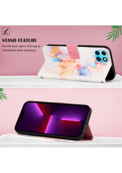 Smart 6 Için Mermer Desenli Pu Deri Cüzdan Telefon Kılıfı - Renkli (Yurt Dışından)