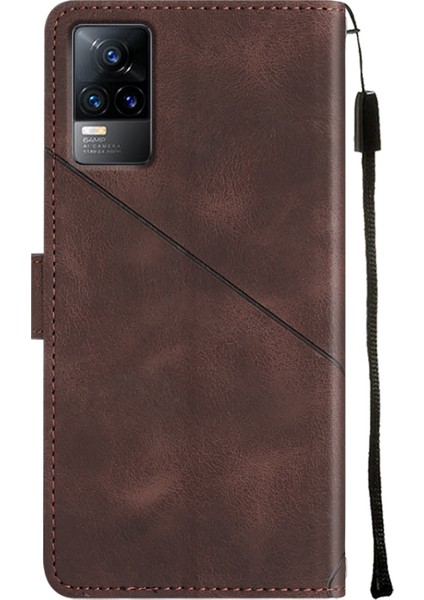 V20 V21E 4g Y73 2021 Için Deri Cüzdan Flip Stand Telefon Kılıfı - Kahverengi (Yurt Dışından)