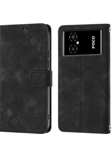 Poco M4 5g M5 4g Için Deri Cüzdan Flip Stand Telefon Kılıfı - Siyah (Yurt Dışından)