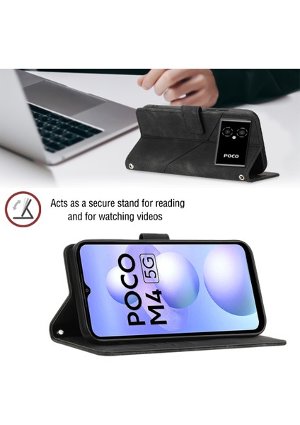 Poco M4 5g M5 4g Için Deri Cüzdan Flip Stand Telefon Kılıfı - Siyah (Yurt Dışından) fırsatları