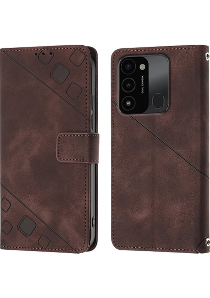 Spark Go 2022/SPARK 8c Için Deri Cüzdan Flip Stand Telefon Kılıfı - Kahverengi (Yurt Dışından)