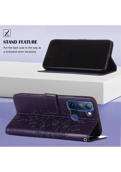 Pop 5 Lte / Bd4 Için Kelebek Pu Deri Çevirmeli Cüzdan Stand Telefon Kılıfı - Mor (Yurt Dışından)