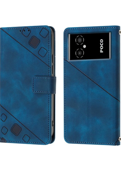 Poco M4 5g M5 4g Için Deri Cüzdan Flip Stand Telefon Kılıfı - Mavi (Yurt Dışından)