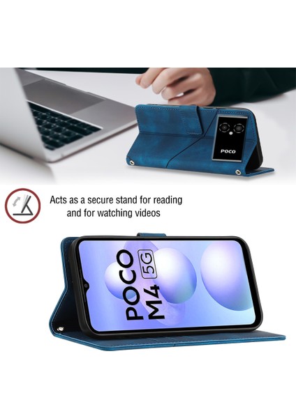 Poco M4 5g M5 4g Için Deri Cüzdan Flip Stand Telefon Kılıfı - Mavi (Yurt Dışından) fırsatları