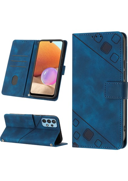 Galaxy A32 4g Için Deri Cüzdan Flip Stand Telefon Kılıfı - Mavi (Yurt Dışından)