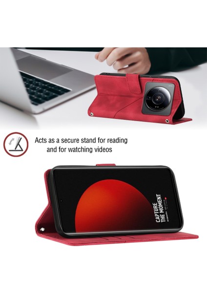 12 Ultra / 12S Ultra Için Deri Cüzdan Flip Stand Telefon Kılıfı - Kırmızı (Yurt Dışından) fırsatları