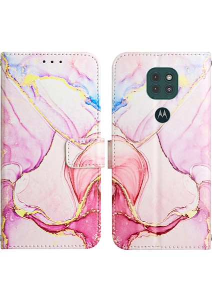 Moto G9 / G9 Play / E7 Plus Için Mermer Desenli Pu Deri Cüzdan Telefon Kılıfı - Rose Gold (Yurt Dışından) fırsatları