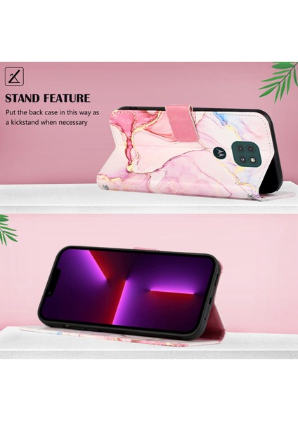 Moto G9 / G9 Play / E7 Plus Için Mermer Desenli Pu Deri Cüzdan Telefon Kılıfı - Rose Gold (Yurt Dışından) indirimleri