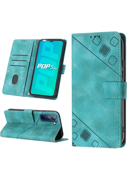 Pop 5p Için Deri Cüzdan Flip Stand Telefon Kılıfı - Yeşil (Yurt Dışından)