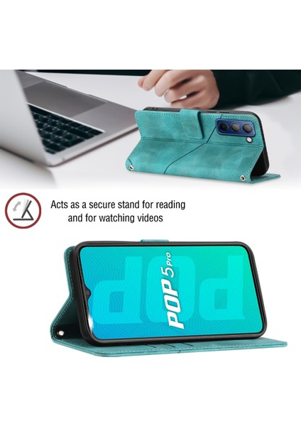 Pop 5p Için Deri Cüzdan Flip Stand Telefon Kılıfı - Yeşil (Yurt Dışından)