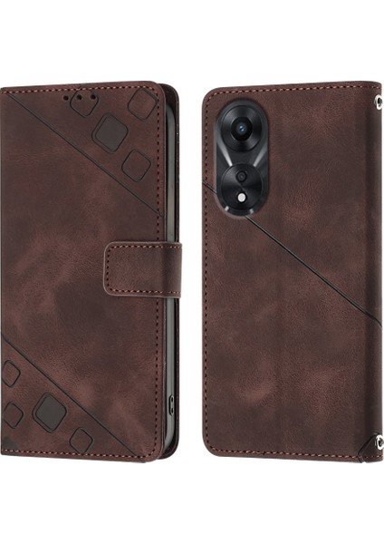 A78 Için Deri Cüzdan Flip Stand Telefon Kılıfı - Kahverengi (Yurt Dışından)