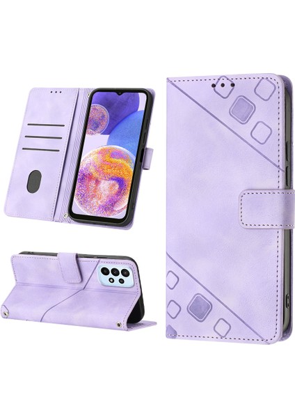 Galaxy A32 5G/M32 5g Için Deri Cüzdan Flip Stand Telefon Kılıfı - Mor (Yurt Dışından)