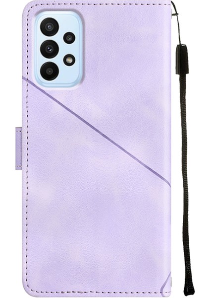 Galaxy A32 5G/M32 5g Için Deri Cüzdan Flip Stand Telefon Kılıfı - Mor (Yurt Dışından)