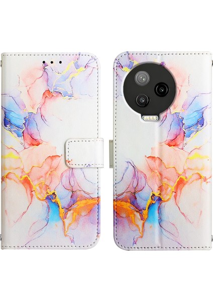 Note 12 Pro 4g Için Mermer Desenli Pu Deri Cüzdan Telefon Kılıfı - Renkli (Yurt Dışından)