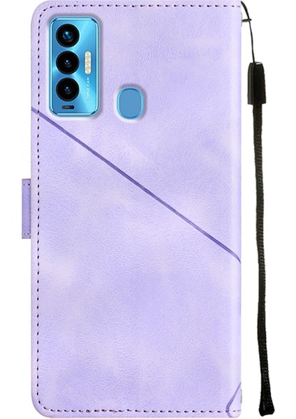 Camon 18I Için Deri Cüzdan Flip Stand Telefon Kılıfı - Mor (Yurt Dışından) modelleri