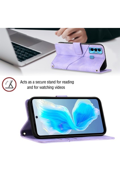 Camon 18I Için Deri Cüzdan Flip Stand Telefon Kılıfı - Mor (Yurt Dışından) fırsatları