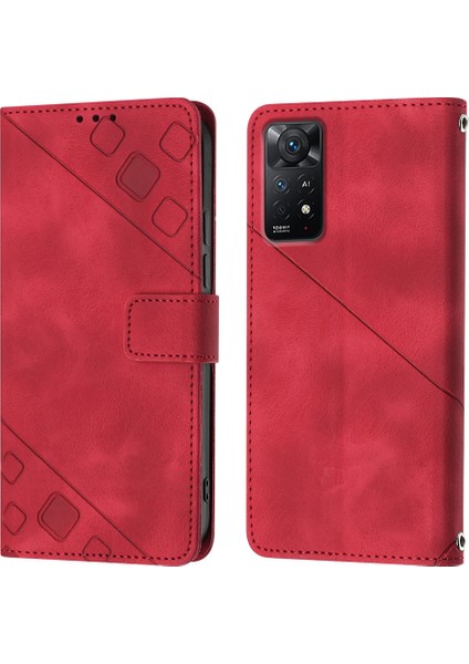 Redmi Note 11 Pro 5g/4g Için Deri Cüzdan Flip Stand Telefon Kılıfı - Kırmızı (Yurt Dışından)