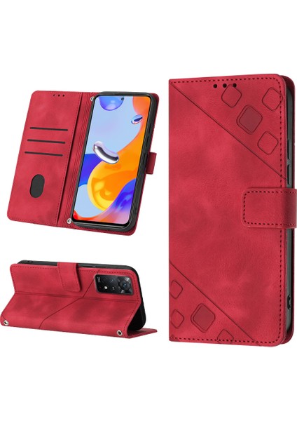 Redmi Note 11 Pro 5g/4g Için Deri Cüzdan Flip Stand Telefon Kılıfı - Kırmızı (Yurt Dışından)