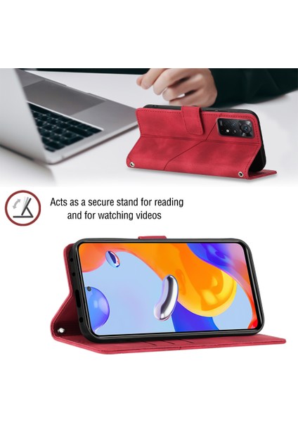 Redmi Note 11 Pro 5g/4g Için Deri Cüzdan Flip Stand Telefon Kılıfı - Kırmızı (Yurt Dışından)