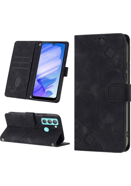 Pop 5 Lte Bd4 Için Deri Cüzdan Flip Stand Telefon Kılıfı - Siyah (Yurt Dışından)