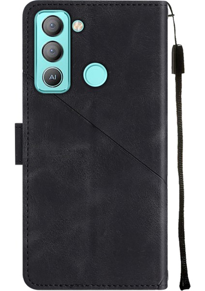 Pop 5 Lte Bd4 Için Deri Cüzdan Flip Stand Telefon Kılıfı - Siyah (Yurt Dışından)