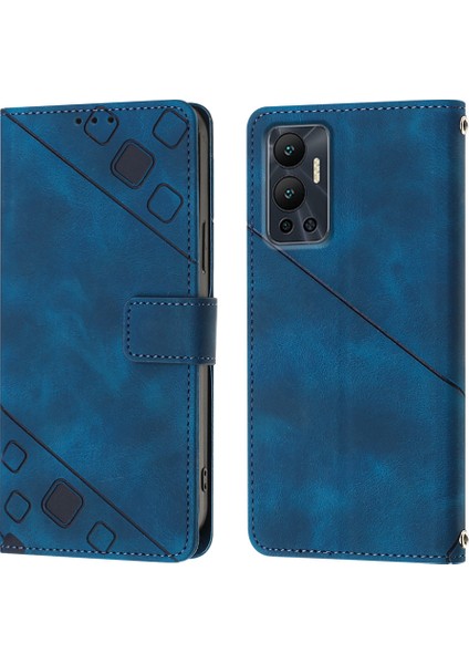 Hot 12 X6817 Için Deri Cüzdan Flip Stand Telefon Kılıfı - Mavi (Yurt Dışından)
