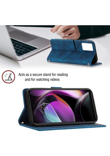 Moto G 5g 2023 Için Deri Cüzdan Flip Stand Telefon Kılıfı - Mavi (Yurt Dışından) indirimleri