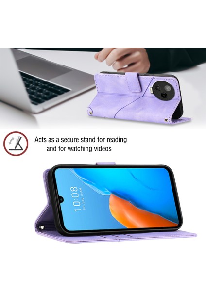Note 12 Pro 4g Için Deri Cüzdan Flip Stand Telefon Kılıfı - Mor (Yurt Dışından)