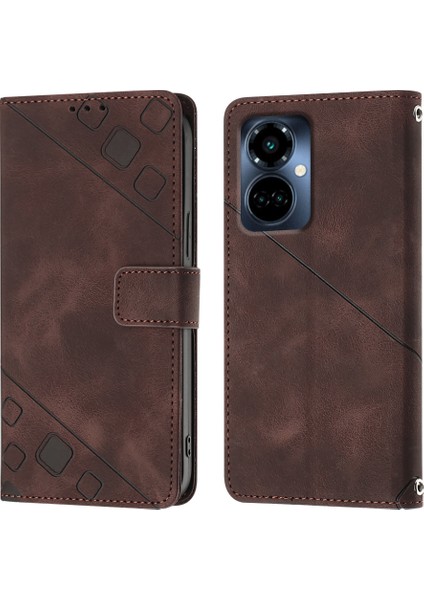 Camon 19 Pro 5g Için Deri Cüzdan Flip Stand Telefon Kılıfı - Kahverengi (Yurt Dışından)