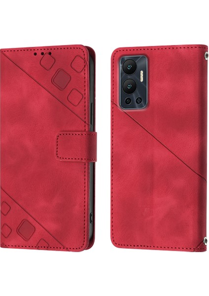 Hot 12 X6817 Için Deri Cüzdan Flip Stand Telefon Kılıfı - Kırmızı (Yurt Dışından)