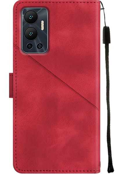 Hot 12 X6817 Için Deri Cüzdan Flip Stand Telefon Kılıfı - Kırmızı (Yurt Dışından)