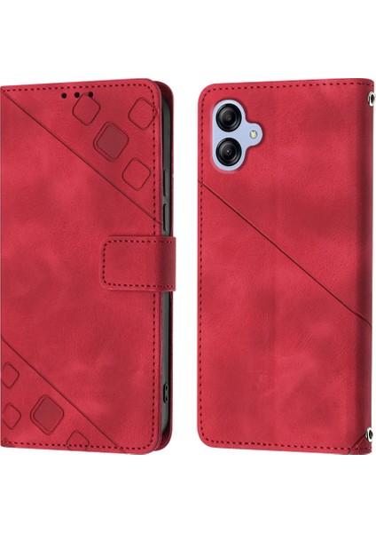Galaxy A04E Için Deri Cüzdan Flip Stand Telefon Kılıfı - Kırmızı (Yurt Dışından)