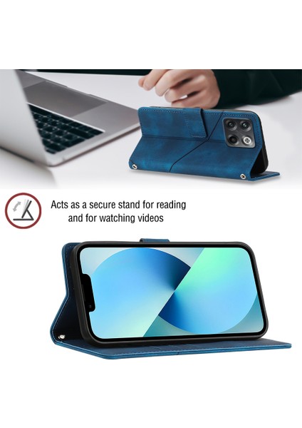 10T 5g Için Deri Cüzdan Flip Stand Telefon Kılıfı - Mavi (Yurt Dışından)