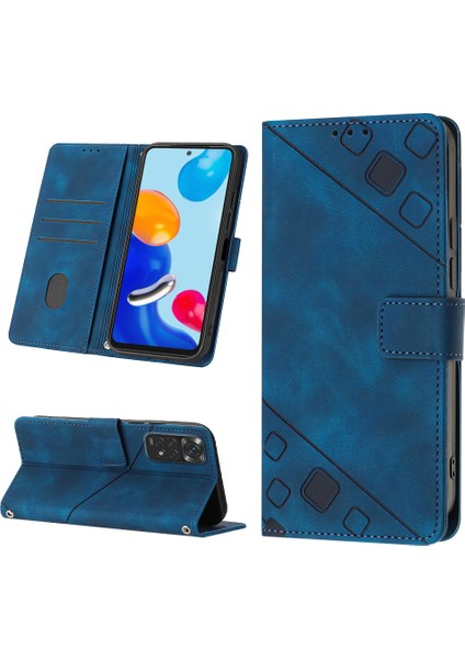 Redmi Note 11S / Note 11 4g Için Deri Cüzdan Flip Stand Telefon Kılıfı - Mavi (Yurt Dışından)
