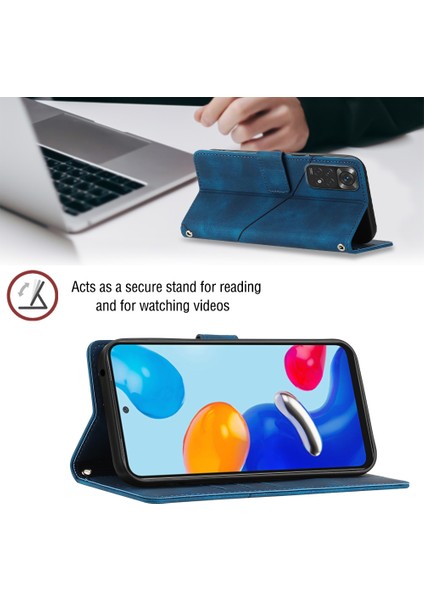 Redmi Note 11S / Note 11 4g Için Deri Cüzdan Flip Stand Telefon Kılıfı - Mavi (Yurt Dışından)