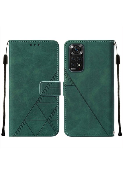 Redmi Note 11S / NOTE11 4g Için Kabartmalı Pu Deri Stand Cüzdan Telefon Kılıfı - Yeşil (Yurt Dışından)