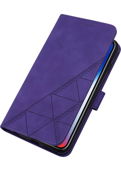 iPhone x / iPhone Xs Için Kabartmalı Pu Deri Stand Cüzdan Telefon Kılıfı - Mor (Yurt Dışından)
