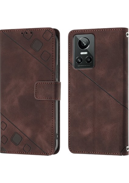Gt Neo 3 Için Deri Cüzdan Flip Stand Telefon Kılıfı - Kahverengi (Yurt Dışından)
