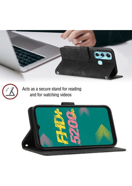 Hot 11 Için Deri Cüzdan Flip Stand Telefon Kılıfı - Siyah (Yurt Dışından)